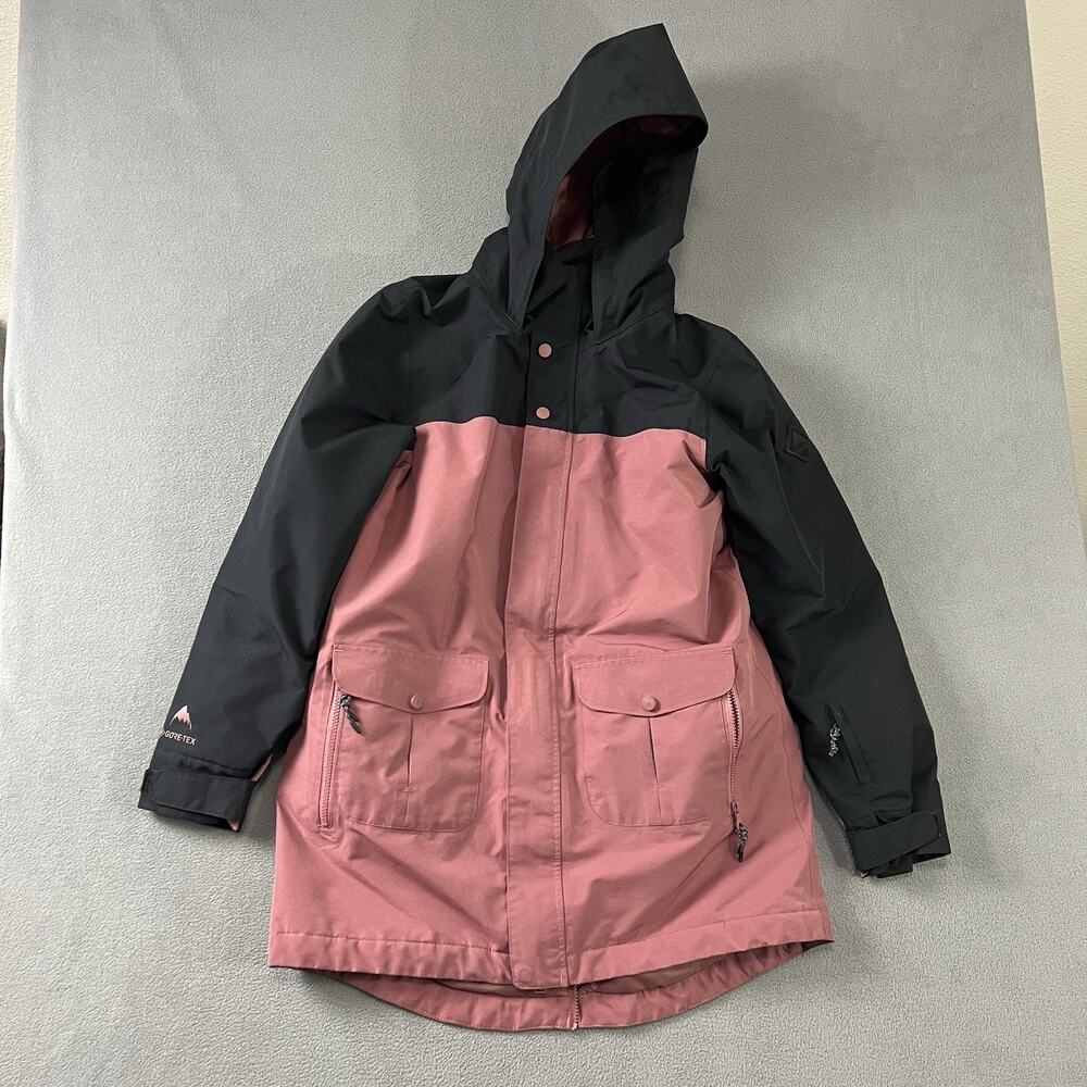 Burton Jacket Womens Medium Black Pink Gore-Tex Snowboard Ski Full Zip Outdoor
